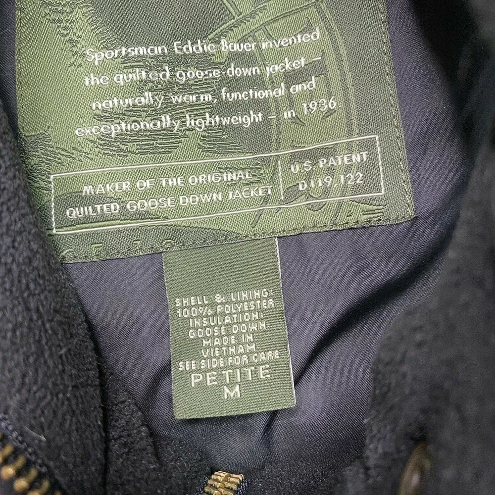 Eddie Bauer Women's size Medium Petite Plaid Full Zip Up Goose Down Vest